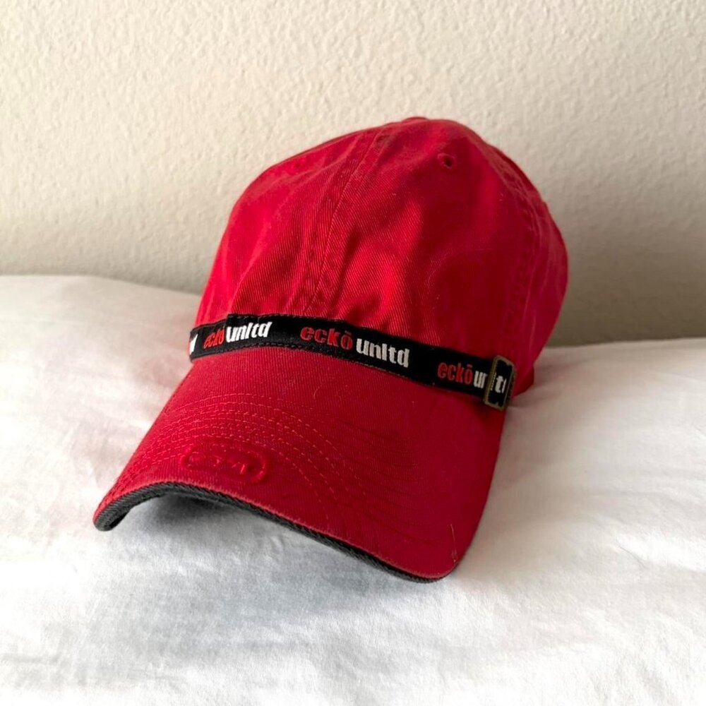 Ecko Unltd red adjustable strap back hat cap y2k 2000s
